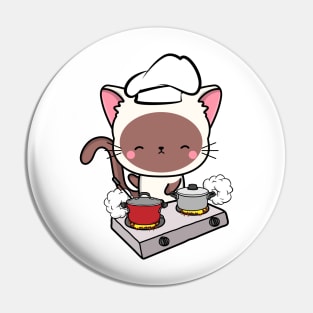 Funny white Cat is cooking Pin