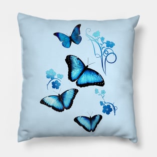 Hydro Flask stickers - ocean blue butterfly and flowers | Sticker pack set Pillow