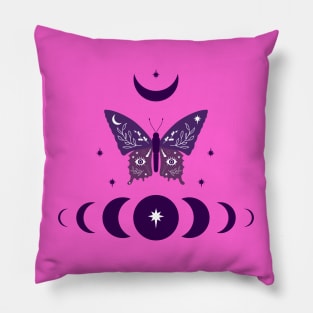 Design with magical butterfly and moon phases Pillow