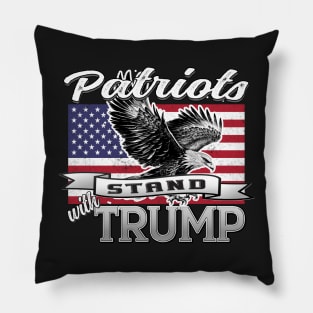 Patriots Stand With Trump Grunge USA Flag Eagle Patriot Design Gray Pillow