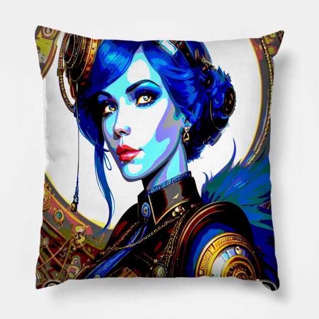Stay Wild Beautiful Steampunk Woman Pillow by Heartsake