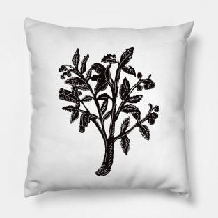 Vintage Inspired Linocut 11 Pillow