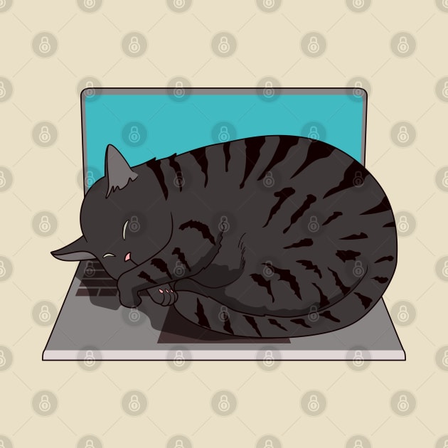 cat sleeping on laptop by catprocat