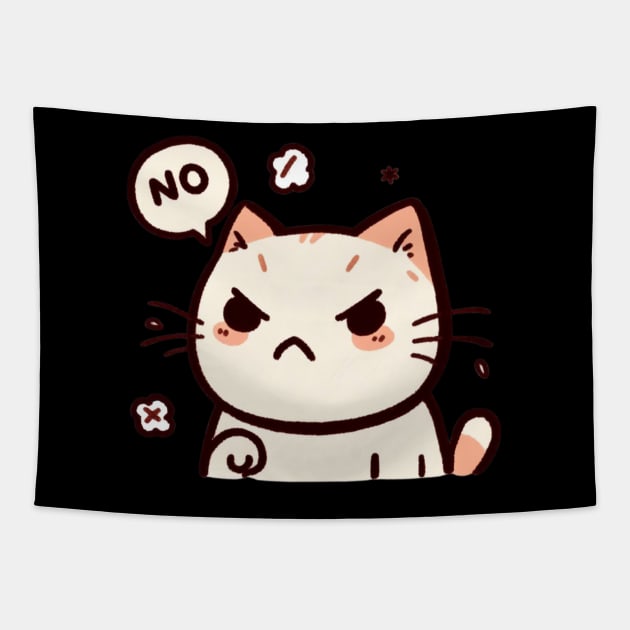 Angry Cat Saying No Tapestry by PhotoSphere
