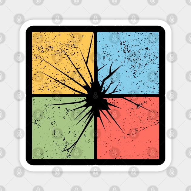 Crack Pop Art Design - Retro Distressed Effect Magnet by TuncGK