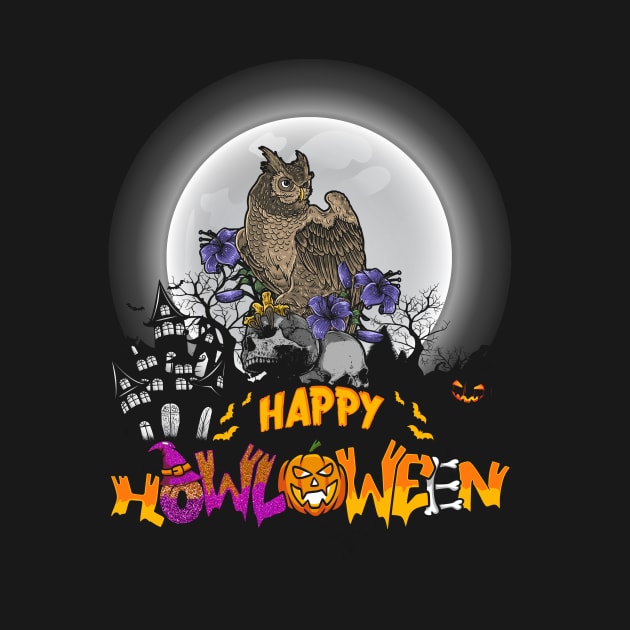 Happy Howloween Halloween Owl Gift For Women Men Owl Lovers October 31 Funny by paynegabriel