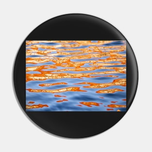 ORANGE, BLUE AND SILVER SHADES OF THE SUNSET ON THE WATER DESIGN Pin