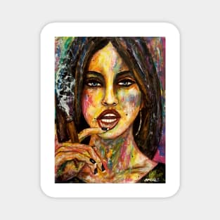 Cigar smoking lady Magnet