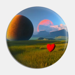 Valentine Wall Art - Heart and two moons - Unique Valentine Fantasy Planet Landsape - Photo print, canvas, artboard print, Canvas Print and T shirt Pin