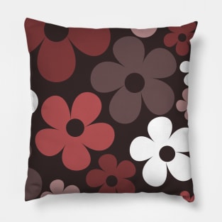 Hippie Floral Burgundy White Rose Seamless Pattern Pillow