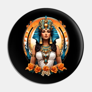 Cleopatra Queen of Egypt retro vintage floral design Pin