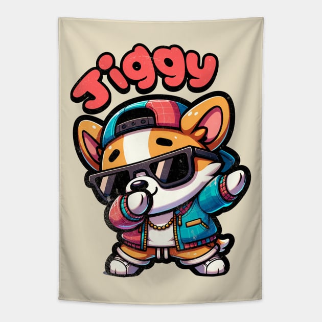 Dab Dance Chibi Corgi Jiggy Tapestry by alcoshirts