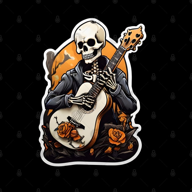 Skeleton Playing Guitar by VivaLaRetro