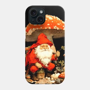 Santa: Santa is a Mushroom (Amanita Muscaria Mushroom) on a dark (Knocked Out) background Phone Case