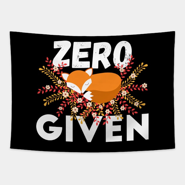 Zero Fox Given Cute Sleeping Fox with Flowers Tapestry by Teeziner