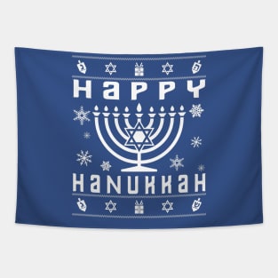 Happy Hanukkah Ugly Christmas Tapestry