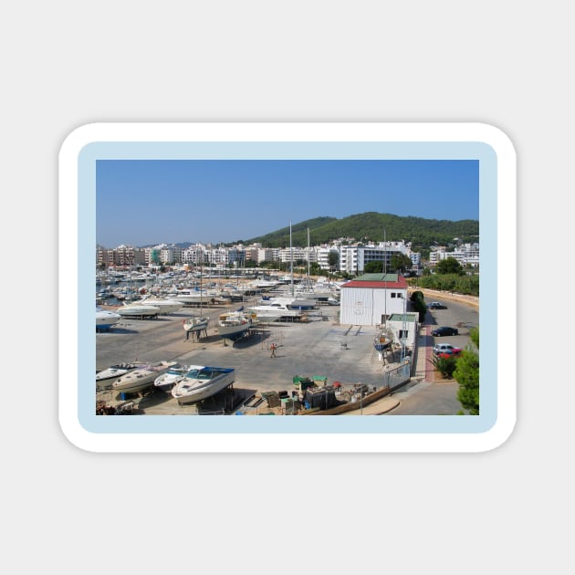 The Boatyard and Marina at Santa Eulalia, Ibiza Magnet by Violaman