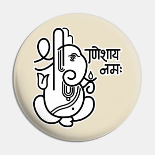 Ganesh Ganesa Ganapati Elephant 5 (black white) Pin