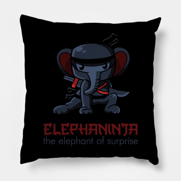 Elephaninja - The Elephant of Surprise Pillow by ACraigL