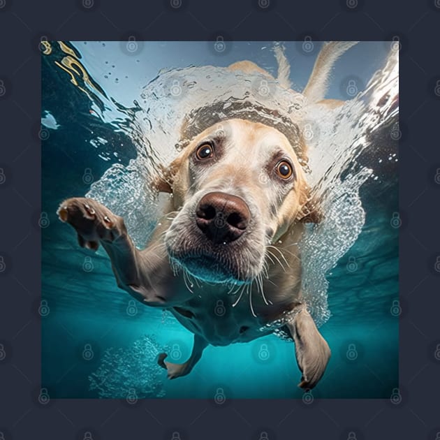 Dog diving in a swimming pool by newcoloursintheblock