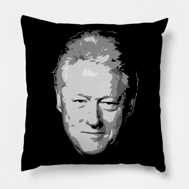 Bill Clinton Black and White Pillow by Nerd_art