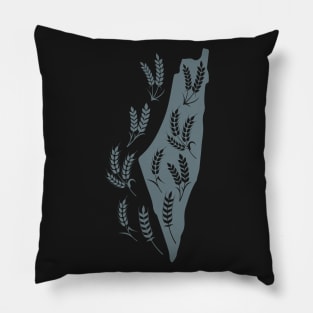 Map of Palestine Designed with Wheat Spikes Sunbula the Symbol of Freedom and Endless Giving Pillow