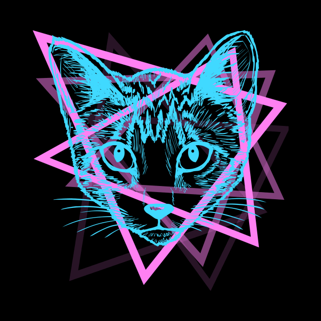 Psychedelic Rave Cat Abstract Vaporwave Gift by VaporwaveAestheticDreams