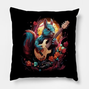 Squirrel Playing Guitar Pillow