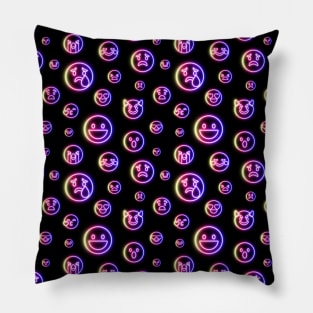 Emoji Pattern Neon Design Pillow