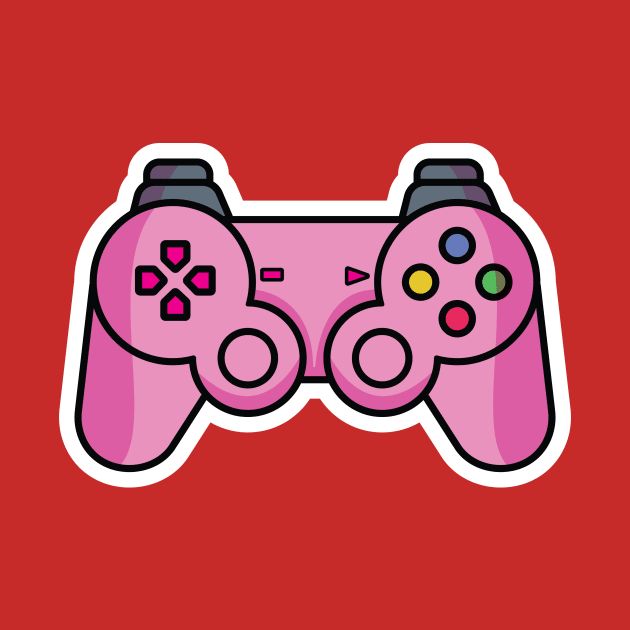 Joystick Controller and Game Pad Stick Sticker vector illustration. Sports and technology gaming objects icon concept. Video game controller or game console sticker logo design with shadow. by AlviStudio