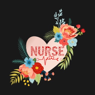 Floral nurse heart T-Shirt