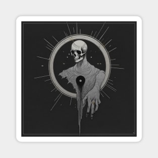 Monotone Illustration of Skull Magnet