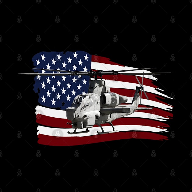 AH-1Z Viper Helicopter American US Flag by Dirty Custard Designs 