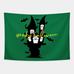 Spooky Halloween Haunted House Design Tapestry