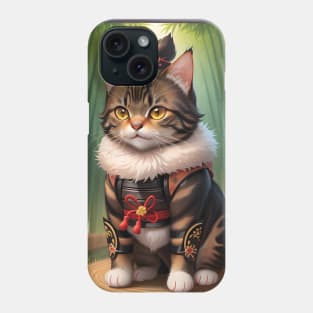 A cute samurai tabby cat Phone Case