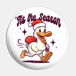 'TIS THE SEASON RETRO CARTOON DUCK CHRISTMAS Pin