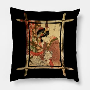 Vintage Japanese Geisha Retro Symbol Text Kanji Love Japan 326 Pillow