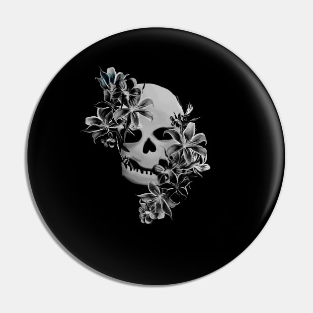 Black & White Skull Pin by digitaldoodlers