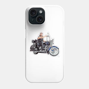 Bikie on Motorbike Phone Case