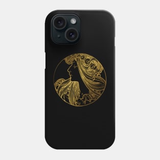 Art nouveau gold silhouette lady 2 Phone Case