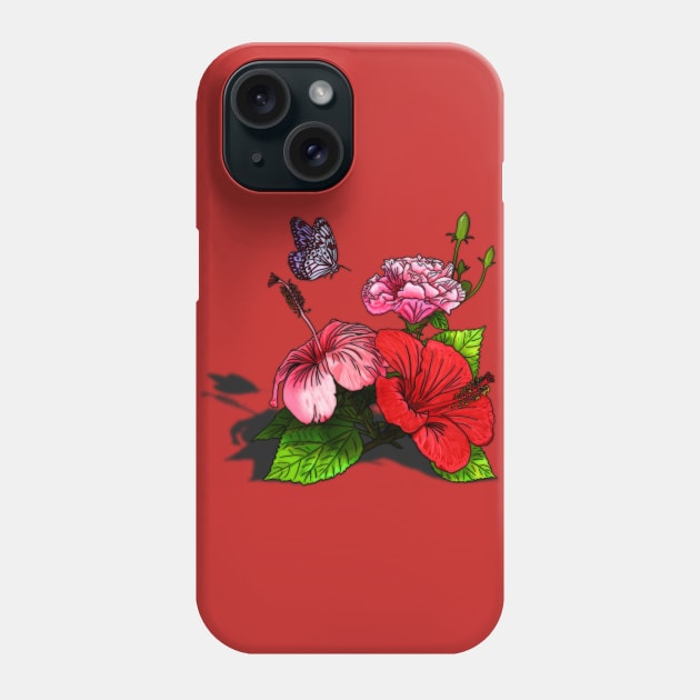 Hibiscus Bouquet Bright Colours Phone Case by WhiteWaveDesigns