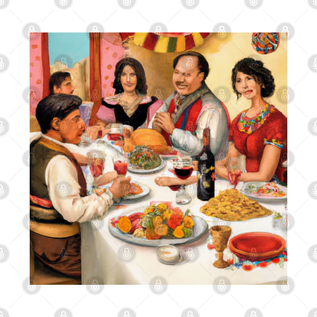 Mexican-American Family Celebrating Thanksgiving by JohnCorney