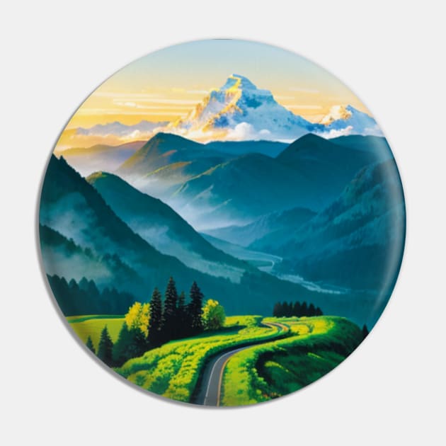 Winding Road to the Mountains Pin by CursedContent