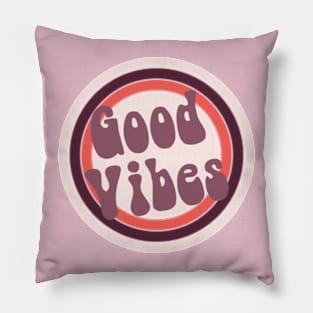 Pink And Purple Retro Good Vibes Pillow