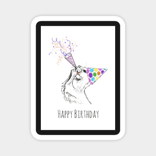 Happy Birthday Otter in Party Hat Magnet