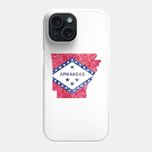 Arkansas Map and Flag distressed design Phone Case