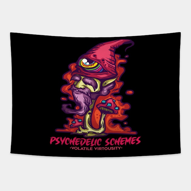 Shroom Wizard Psychedelic Mushrooms Shrooms design Tapestry by Linco