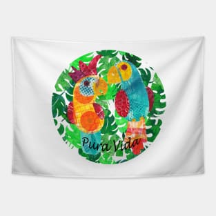 Pura vida - colorful parrot and cockatoo Tapestry