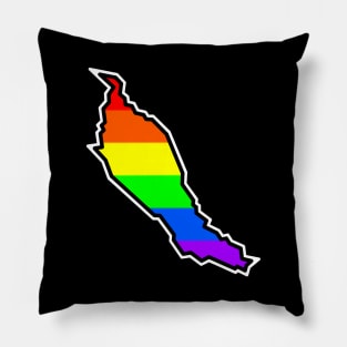 Denman Island Silhouette - Pride Flag - Bright Rainbow Colours - Denman Island Pillow