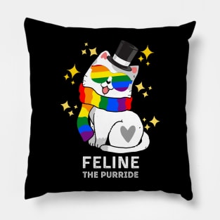 Feline The Purride LGBT Pride Cat, of LGBT Gay Pride Cat Pillow